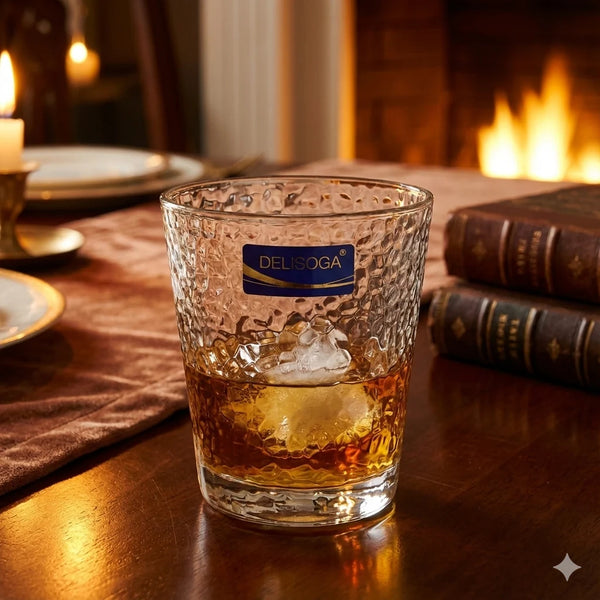 DELISOGA Textured Glass Tumbler Set – 3 Pieces (310ml Each)